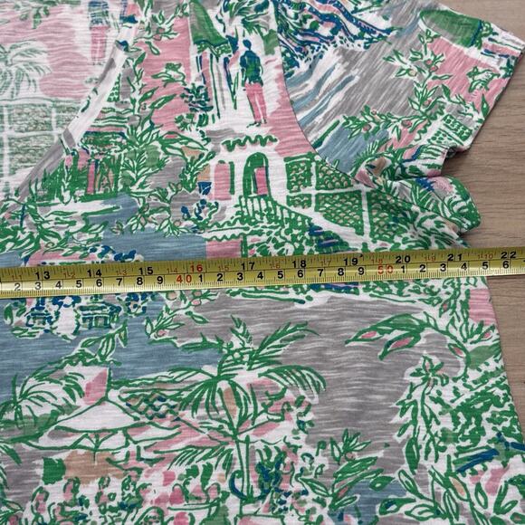 Lilly Pulitzer Etta Women’s Large Short Sleep V Neck T Shirt Palm Beach Pattern - Picture 8 of 15